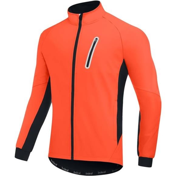 Men's Winter Jacket Water Resistant Thermal Running Softshell Jacket, Orange - Picture 1 of 7